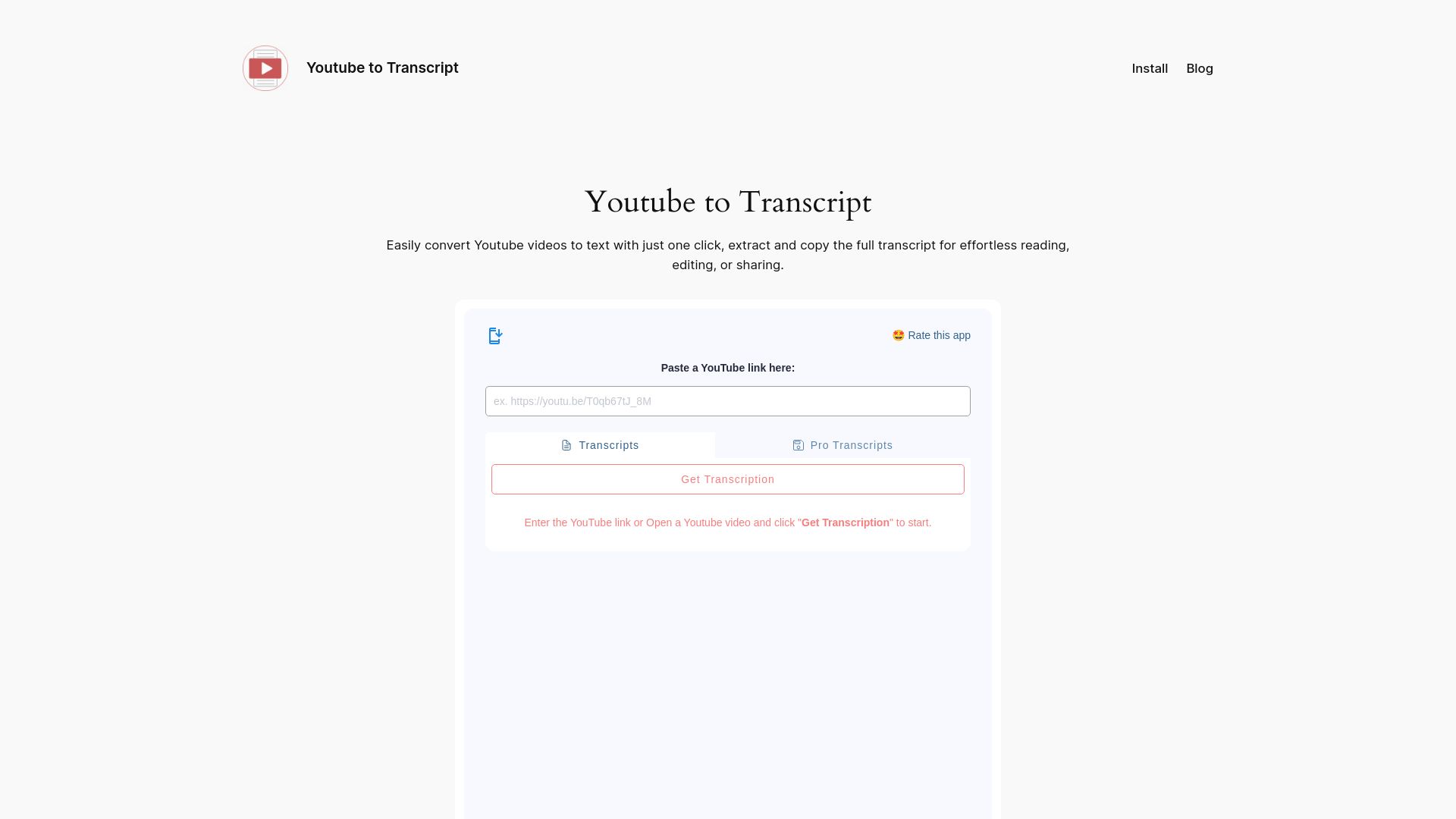 Youtubetotranscript