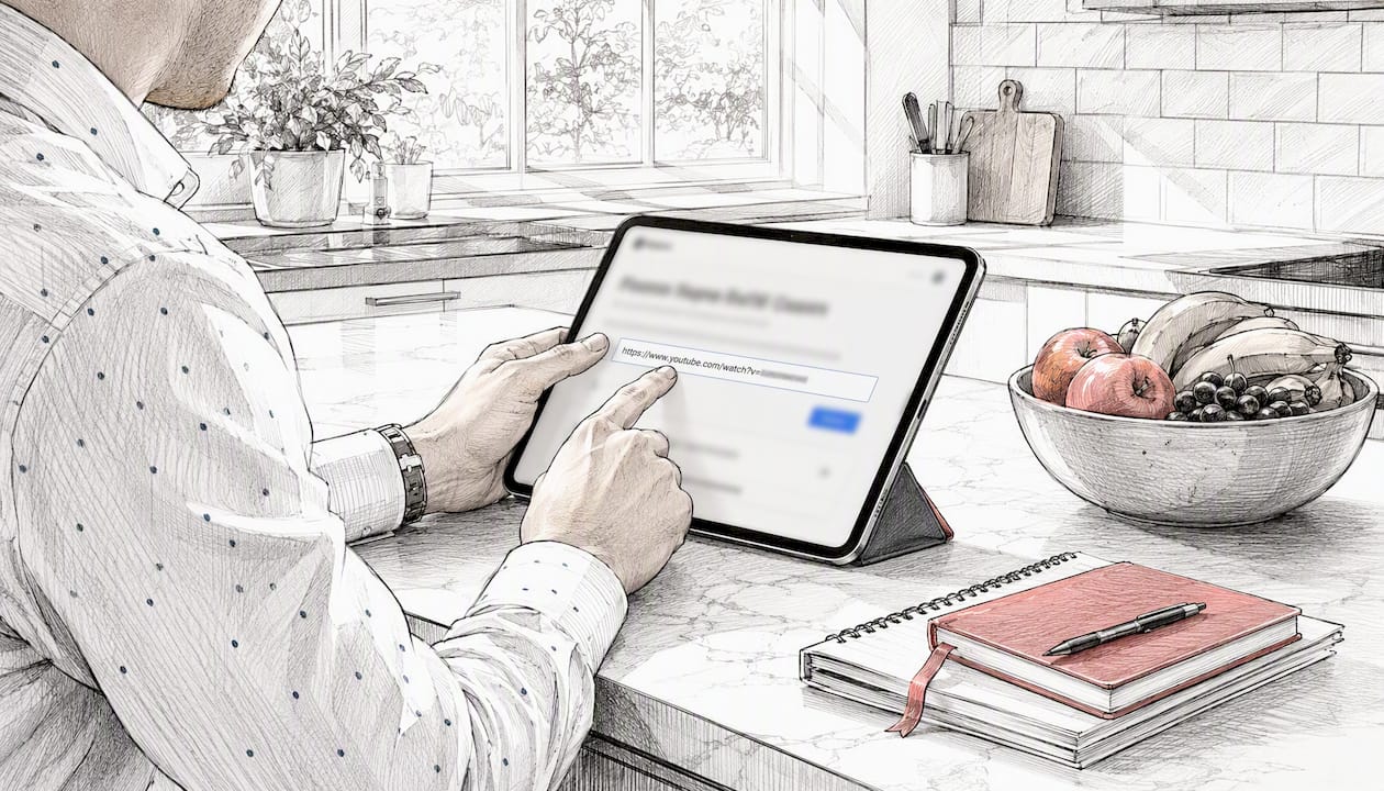 Person using web tool to generate transcript