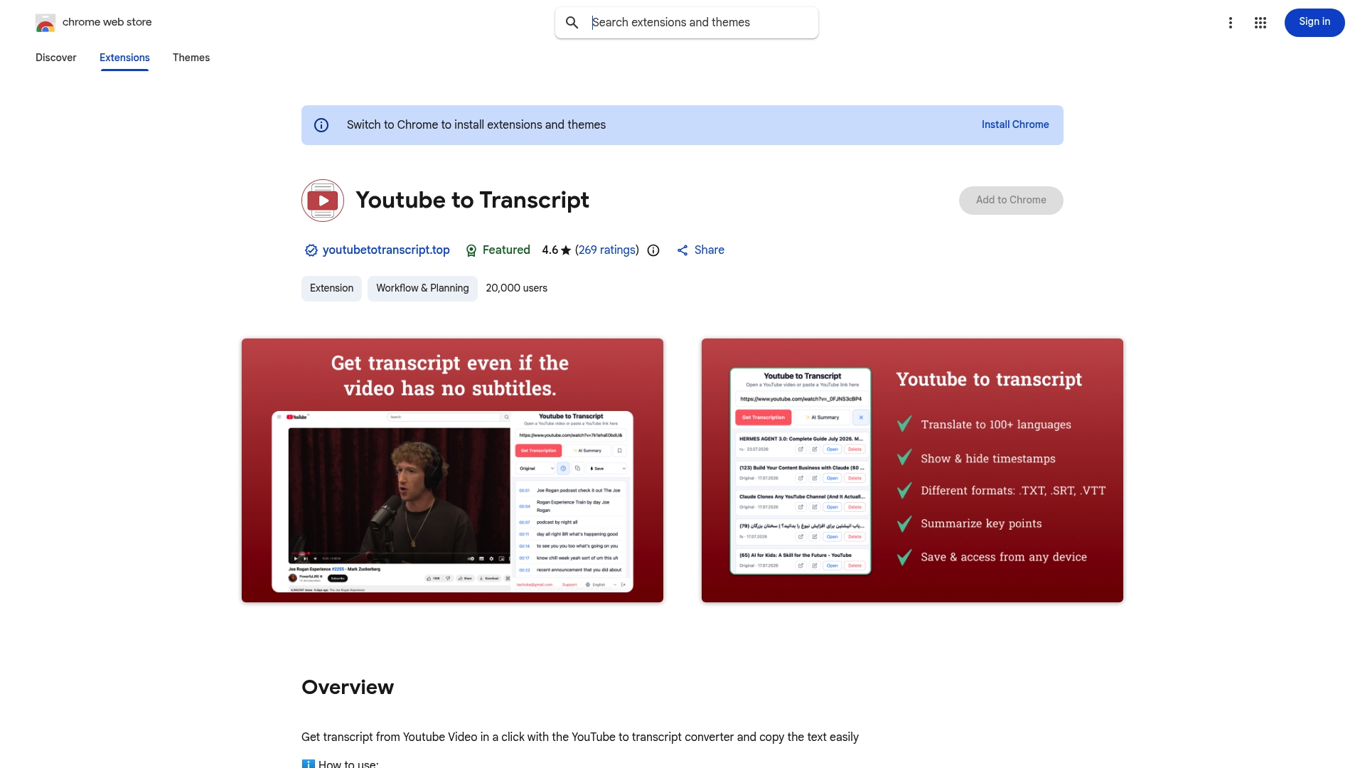 Youtubetotranscript