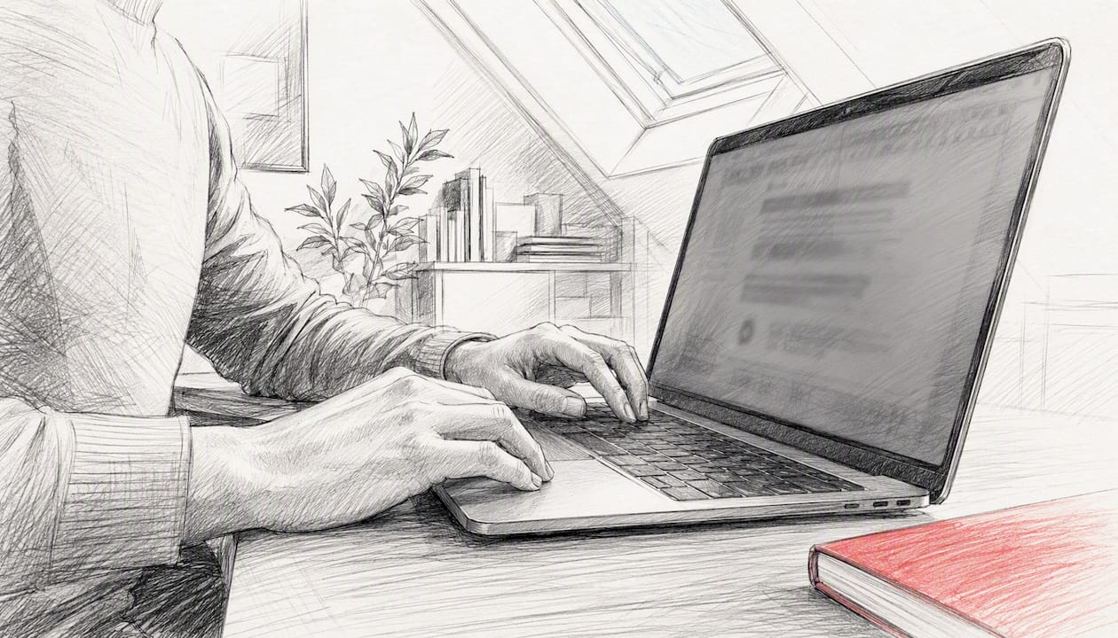 Hands pasting YouTube URL for transcription