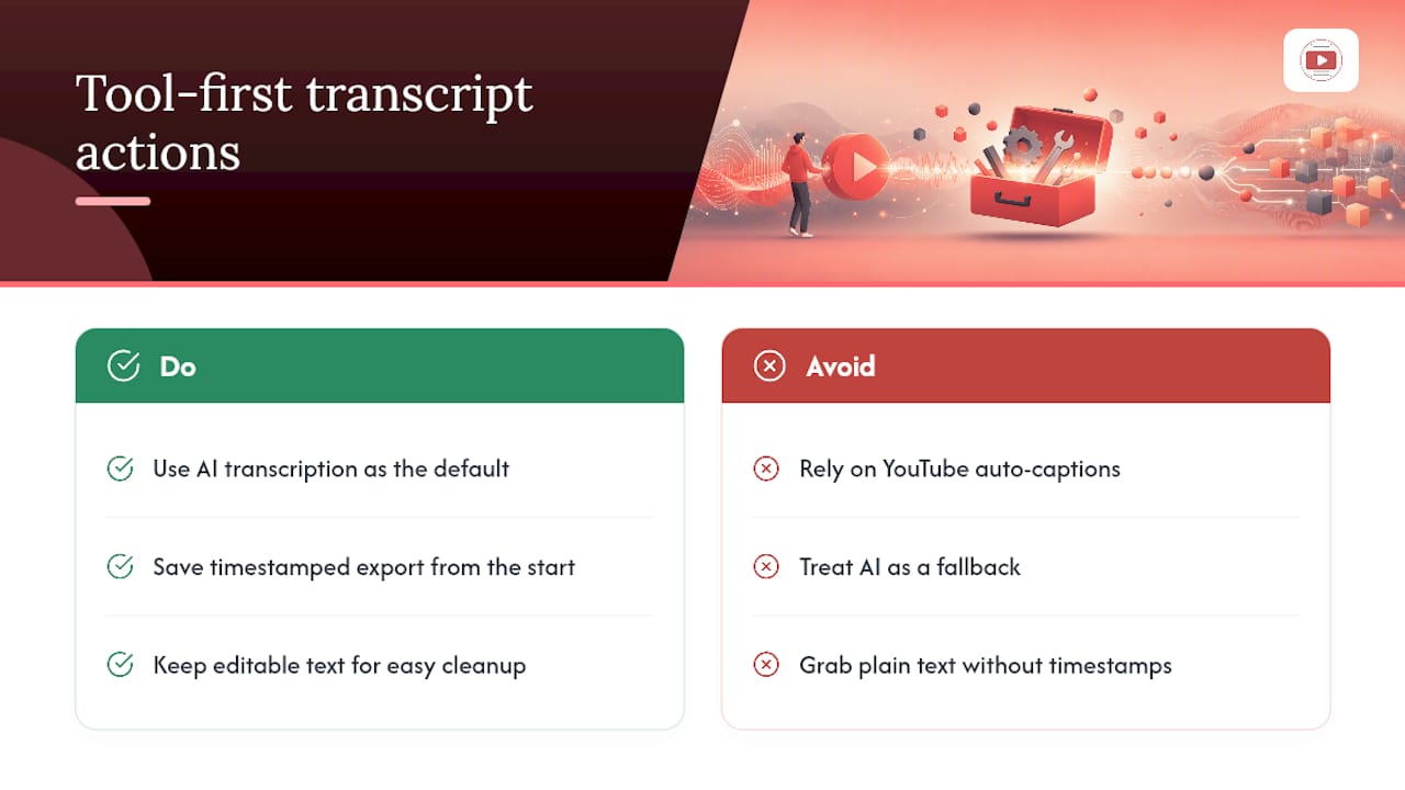 Comparison chart of transcript export formats